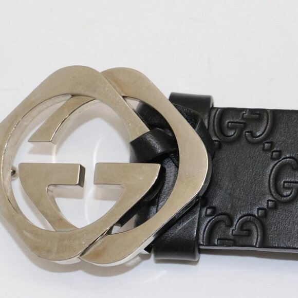 GUCCI Men's GG Monogram Square Interlocking Leather Belt Size 34 - Picture 5 of 16